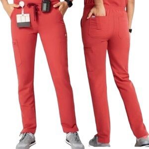 Figs Women's Scrub Pants in Coral Red